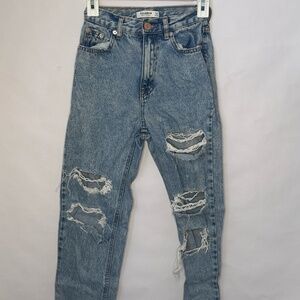 High-Rise Ripped Jeans